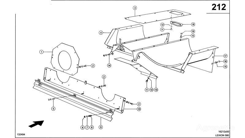 WYRZUT PRA. 0007543281 for Claas Lexion 580   grain harvester